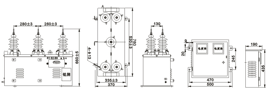 JLSZW-6、10組合互感器外形尺寸