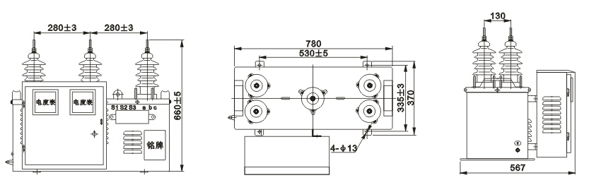 JLSZW-6、10組合互感器外形尺寸